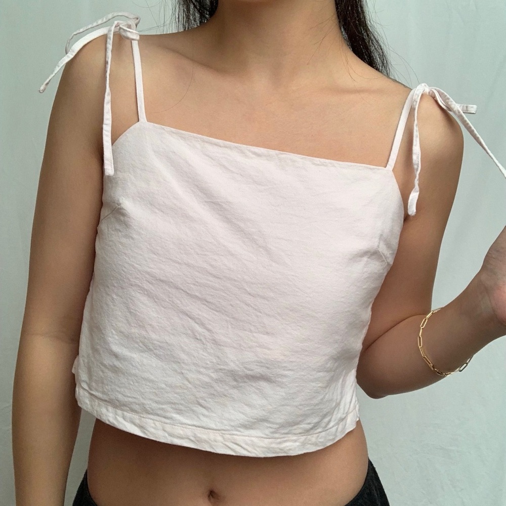 Brandy Melville Dena String Tie Crop Top Light Pink